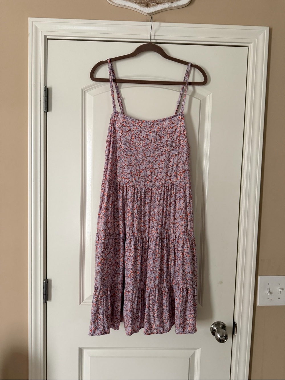 Old Navy Pink Floral Tiered Midi Dress Tall